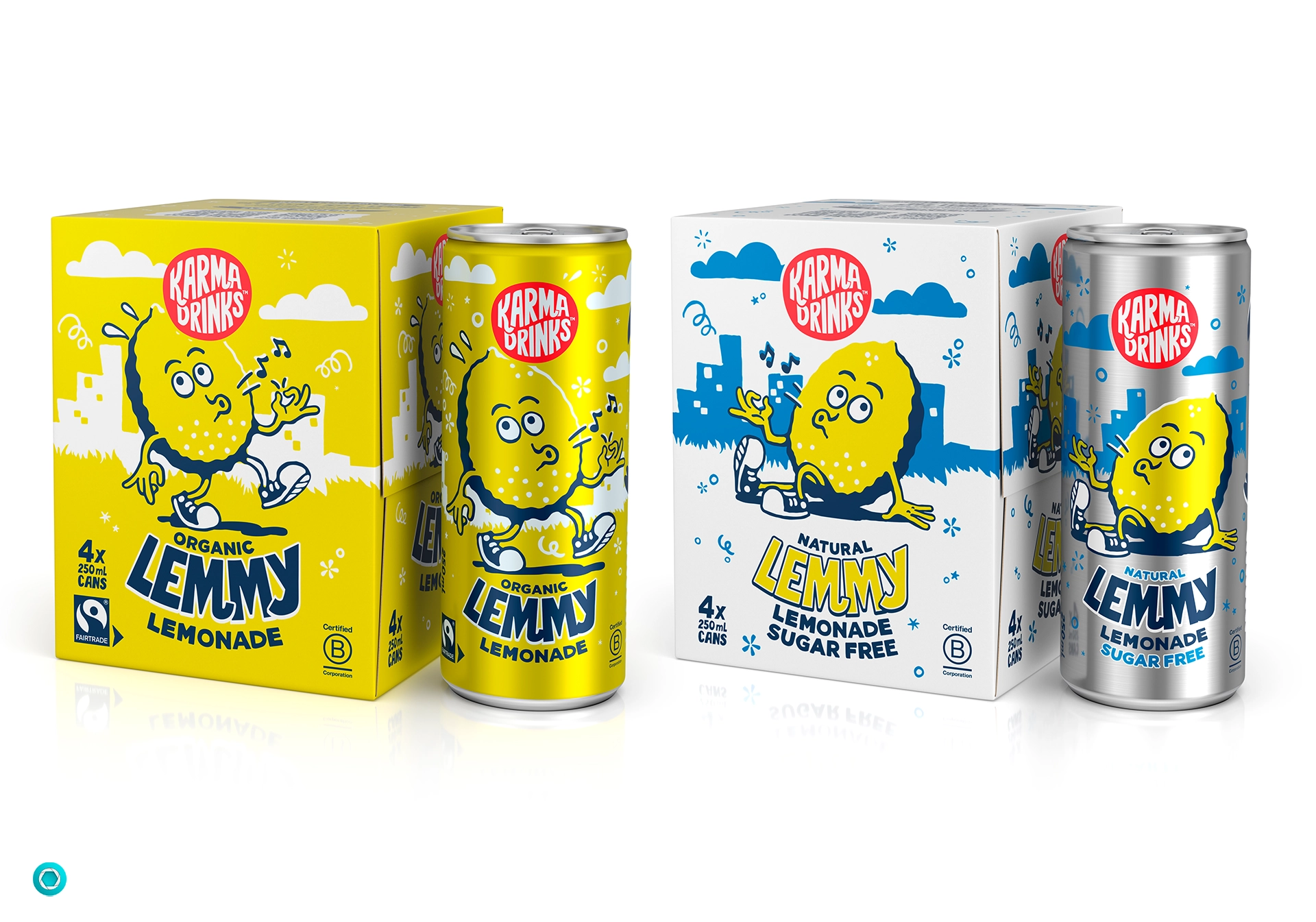 Three packs of Karma Drinks Lemmy Lemonade, two organic and one sugar-free.