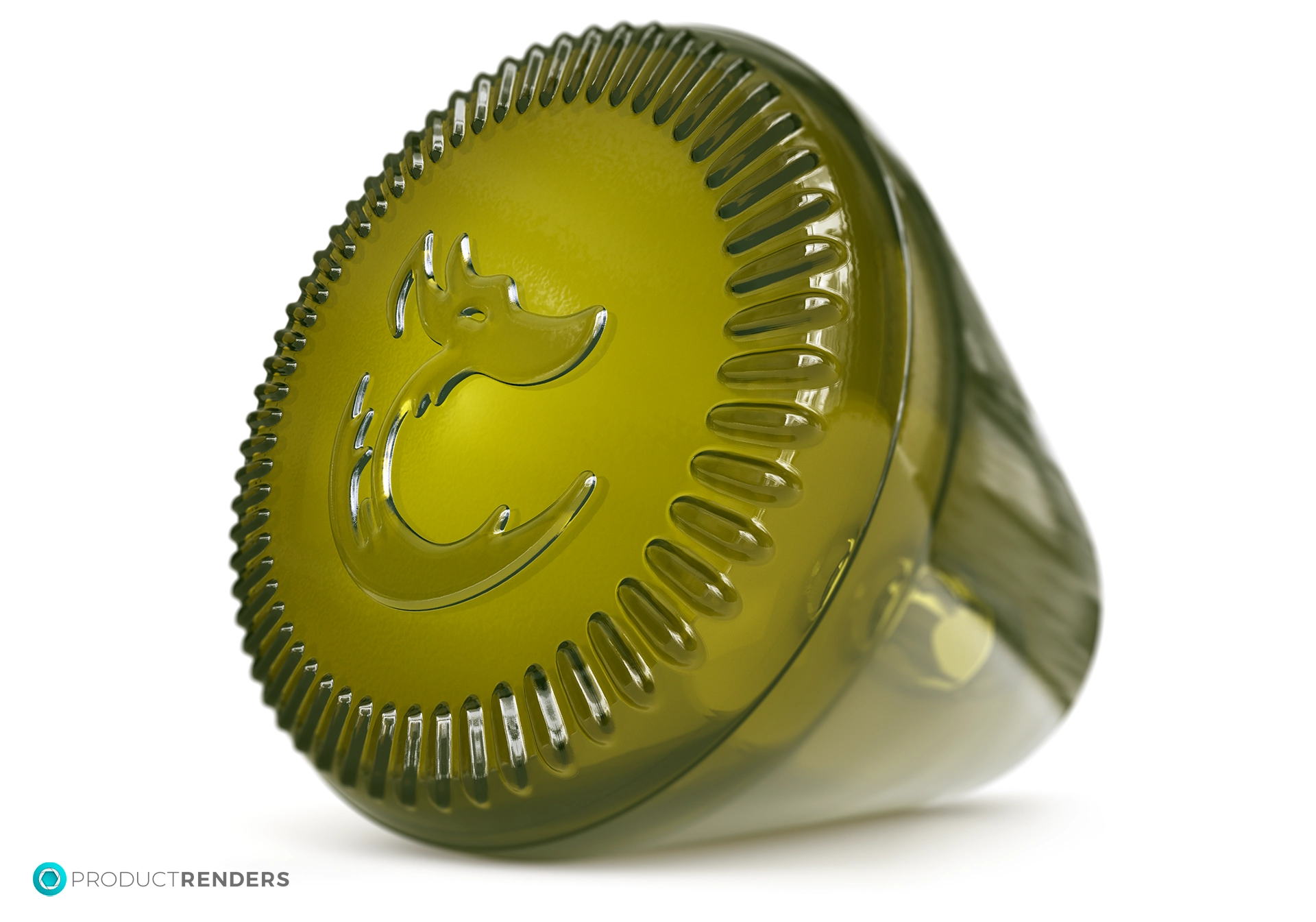 A green bottle cap with a stylized "C" logo.