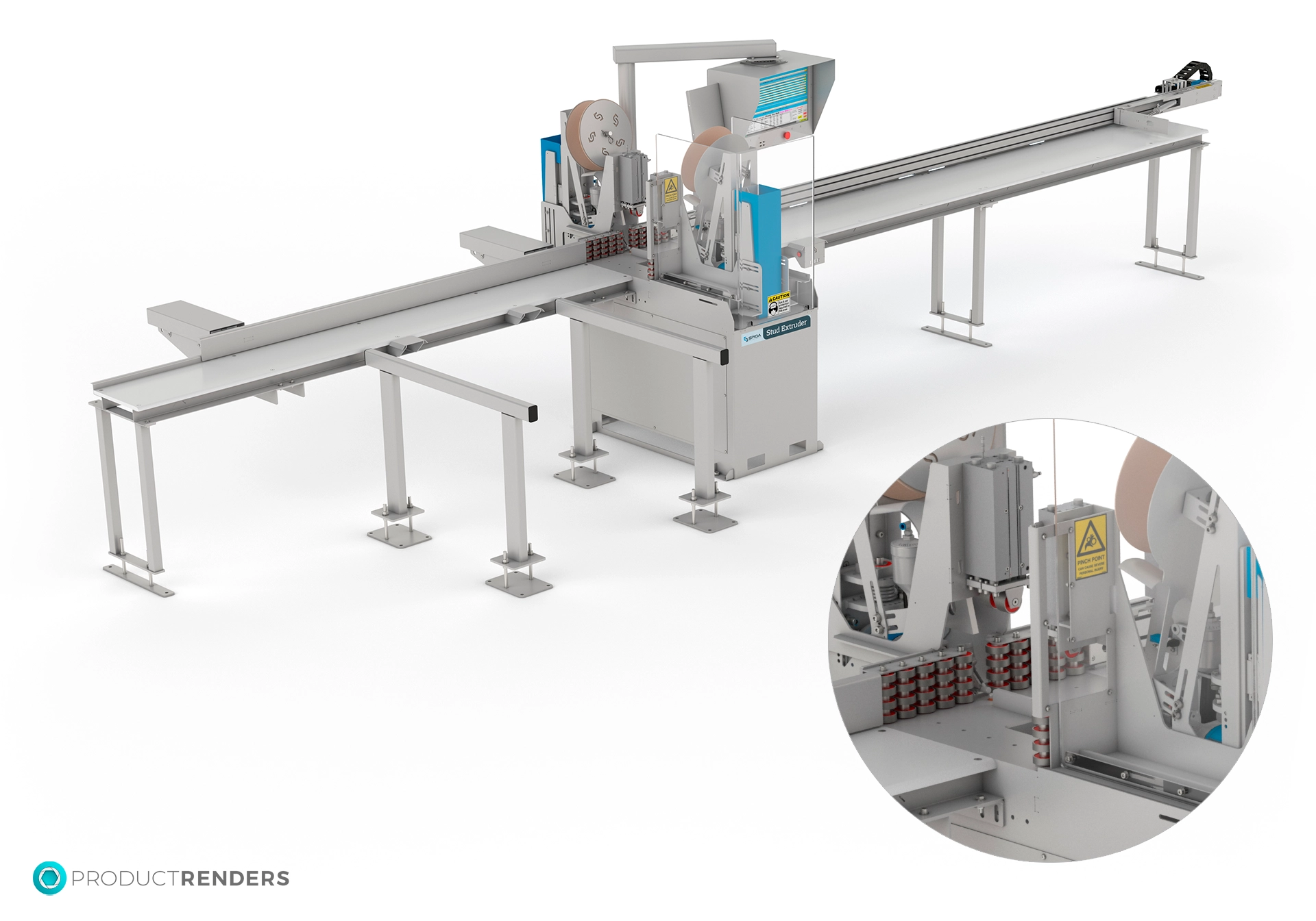 Spida's Stud Extruder machine with multiple components.