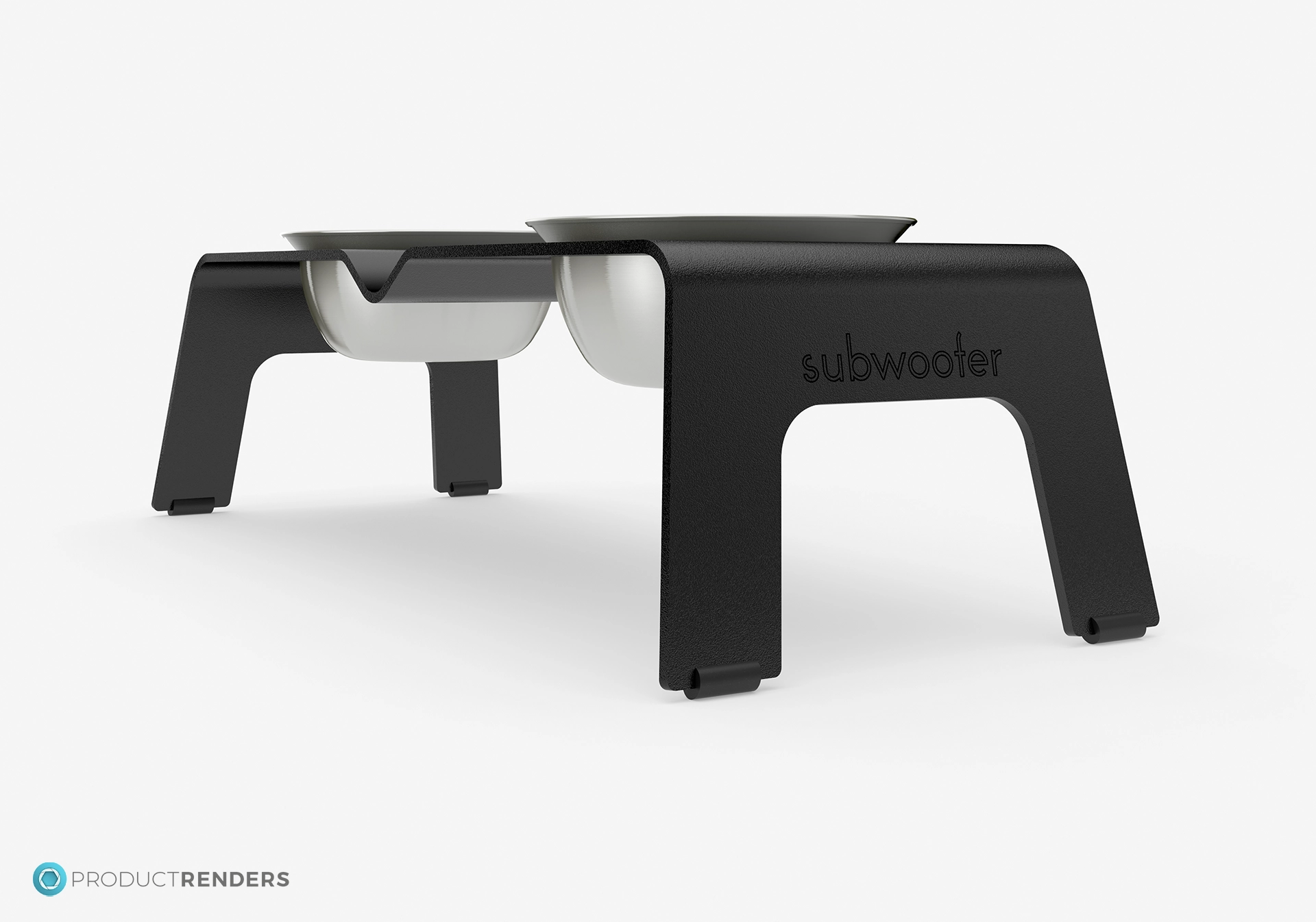 A lower 3 quarter angle Subwoofer Ōhope Duo elevated dog bowl in black