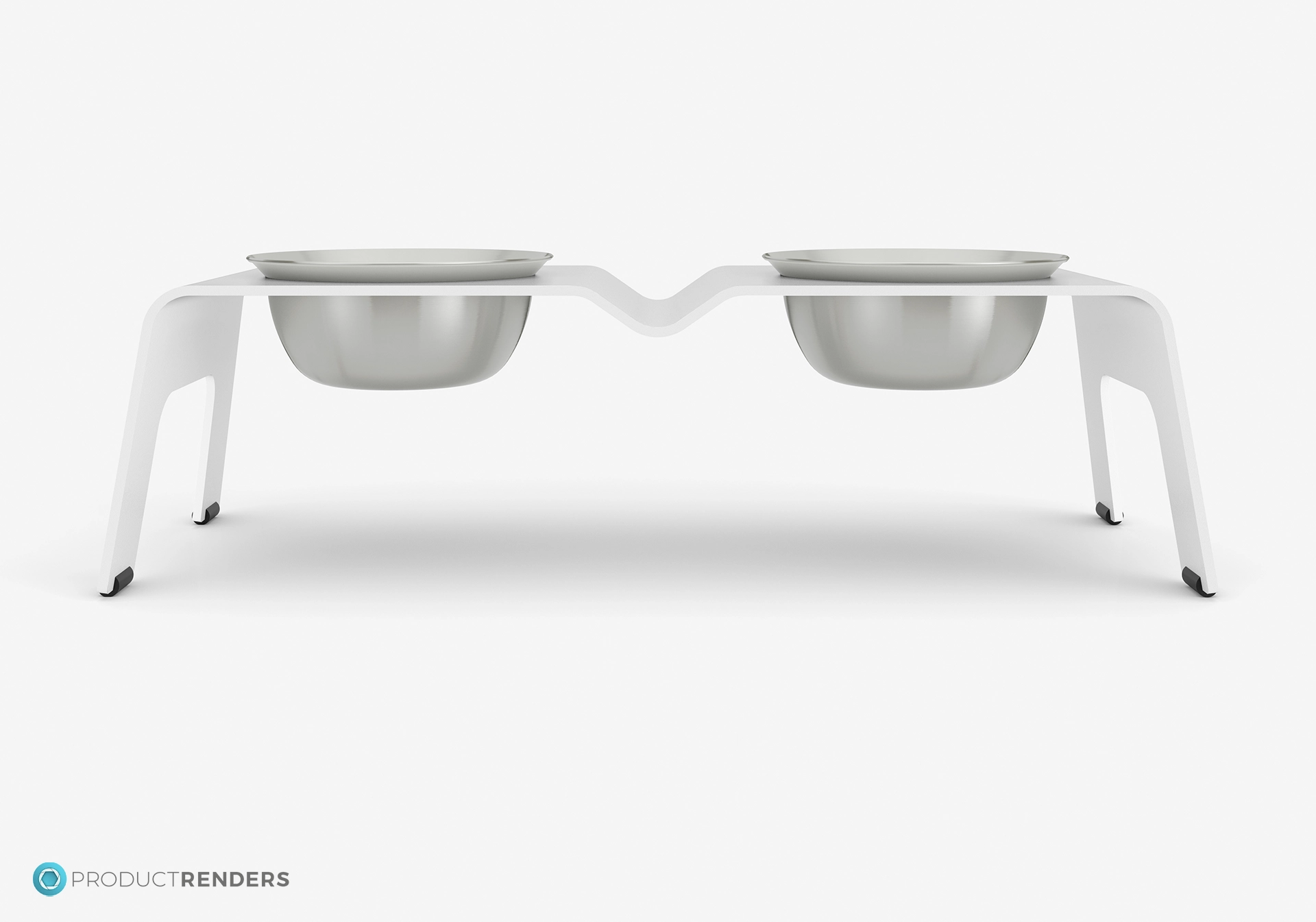 A side angle Subwoofer Ōhope Duo elevated dog bowl in white