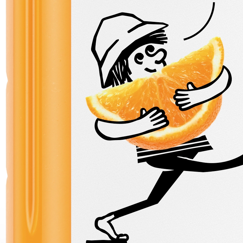 Close-up preview of a Charlie's orange juice bottle.